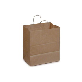 Duro Bag 87145 Dubl Life 14" x 10" x 15-3/4", 70#BW Capacity, Kraft Paper, Super Royal, Shopping Bag With Paper Twist Handles, Recycled (200/CS)