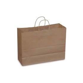 Duro Bag 87129 Dubl Life 16" x 6" x 12", 65#BW Capacity, Kraft Paper, "Tote", Shopping Bag W/ Paper Twist Handles, Recycled (250/CS)