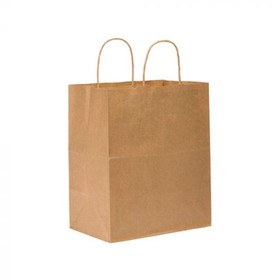 DURO BAG MFG 87490 Dubl Life 10" x 6-3/4" x 12", 60#BW Capacity, Kraft Paper, "Bistro", Shopping Bag W/ Paper Twist Handles, Recycled (250/CS)