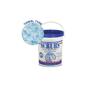 Scrubs In-a Bucket 42272 10" x 12", Colorless to Blue/White, Hand Cleaner Towel (6 per Case)
