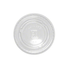 Fabri-Kal 9505082 Carry-Out Portion Cup Lid Clear, Polyethylene Terephthalate, Flat, Recyclable, Lid for PC075/PC100 0.75 Oz Carry-Out Portion Cup (2500 per Case)