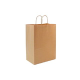 Flexo RN-130717-PLAIN Shopping Bag w/Handle - 13 x 7 x 17, 65# BW Recycled Kraft Paper, 250/cs