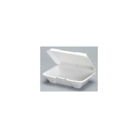 Genpak 20500-WHV Carry-Out Container 9.19" x 6.5" x 2.875", White Vented, Foamed, Expanded Polystyrene, Rectangle, 1-Compartment, Foam Hinged, Large, Deep, (200 per Case)
