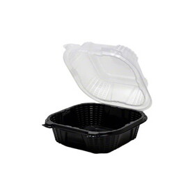 Genpak PV225A Cont Plas Hngd Clr/Blk Pp 6X6X3 Vent Proview 300/Cs