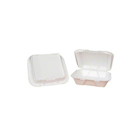 Genpak SN200V Large Snap-It 1 Comp. Hinged Container, Vented, 9 1/4" x 9 1/4" x 3" - White, (200/Case, 100/Sleeve)