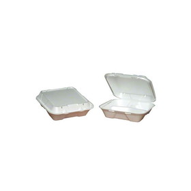 Genpak SN203V Large Snap-It 3 Compartment. Vented Hinged Container - 9 1/4" x 9 1/4" x 3", White (200/CS :100/Sleeve)