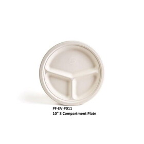 GreenWave PF-EV-P011 Fiber Plate Round 3 Compartments 10" 500/CS *No Intentionally Added PFAS*