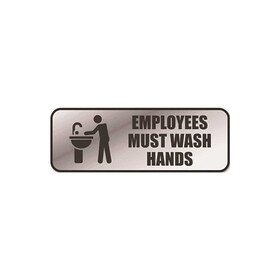 The Home Depot 00514 "Employees Must Wash Hands" Office Sign 9"x3" Silver Brush Metal