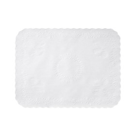 Hoffmaster TC8704461 Tray Mat 12-3/4" x 16-5/8", White, Paper, Anniversary Embossed, Scalloped Edge, (2000 per Case)
