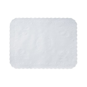 Hoffmaster TC8704471 Tray Mat 12.75" x 16.75", White, Paper, Anniversary Embossed, Scalloped, (1000 per Case)