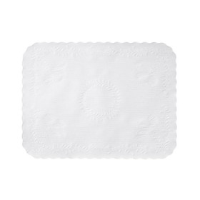 Hoffmaster TC8704472 Tray Mat 14" x 19", White, Paper, Anniversary Embossed, Scalloped, (1000 per Case)