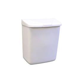 Hospeco 250-201W Waste Receptacle 8.75" x 4.875" x 10.5", White, Durable PPC Plastic, Menstrual Care, (300 Case per Pallet)