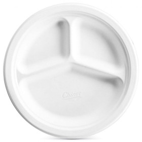 Huhtamaki 21204 Chinet 10-1/4", Molded Fiber, Recyclable, Compartment, Sturdy, Tableware Food Plate (500 per Case)