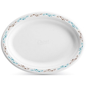 Huhtamaki 22518 Vines Tableware Food Platter 7-1/2" x 10", Molded Fiber, Recyclable, Platter, Oval, Small, (500 per Case)