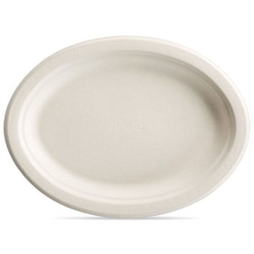 Huhtamaki 25778 PaperPro Naturals Tableware Food Platter 7-1/2" x 10", Molded Fiber, Recyclable, Platter, Oval, Small, (500 per Case)