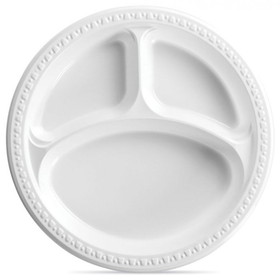 Huhtamaki 81230 Tableware Food Plate 10-1/4", White, Plastic, Compartment, (500 per Case)