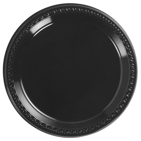 Chinet 81409 Tableware Plate 9" Diameter, High Gloss Black Plastic, Round, Heavyweight, (500 per Pack)