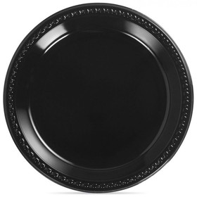 Huhtamaki 81410 Tableware Food Plate 10-1/4", Black, Plastic, (500 per Case)