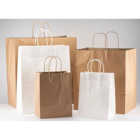 Kari-Out 1200110 Shopping Bag W/Handles 10" X 5.5" X 13" 55#BW Brown, Kraft Paper, Small, Shopping Bag (250/CS)