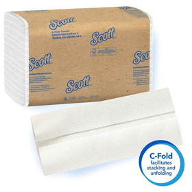 Scott 01510 Essential 10.125" x 13.15" Sheet, 1-Ply, White, C-Fold, Folded Towel (2400 Sheet per Case)