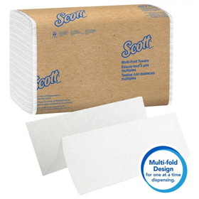 Scott 01804 Essential 9.2" x 9.4" Sheet, 1-Ply, White, Multi-Fold, Folded Towel (4000 Sheet per Case)