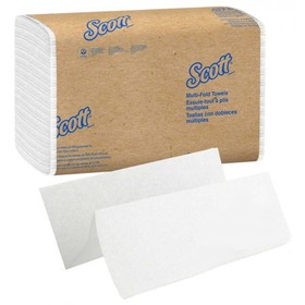 Scott 01840 Essential 9.2" x 9.4" Sheet, 1-Ply, White, Multi-Fold, Folded Towel (16 Packs of 150 - 4000 Total/CS)
