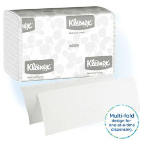 Kleenex 01890 Folded Towel 9.2" x 9.4" Sheet, 1-Ply, White, Multi-Fold, (12 Packs of 200 - 2400 Total/CS)