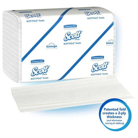 Scott 01960 Pro Scottfold Folded Towel 7.8" x 12.4" Sheet, 1-Ply, White, (4375 Sheet per Case)