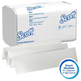 Scott 04442 Control, Slimfold 7.5" x 11.6" Sheet, 1-Ply, White, Folded Towel (2160 Sheet per Case)