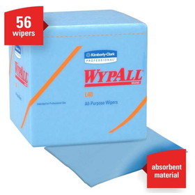 WypAll 05776 L40 Wiper Towel 12.5" x 12" Sheet, Blue, 1/4 Fold, Disposable, (672 Unit per Case - 12/56ct)