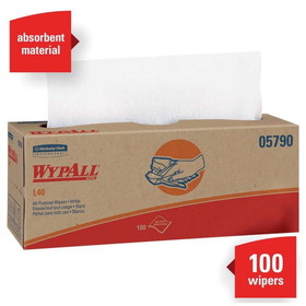 WypAll 05790 L40 Wiper Towel 16.4" x 9.8" Sheet, White, Disposable, (900 Unit per Case - 9/100CT)