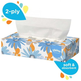Kleenex 21400 Facial Tissue 8.4" x 8" Sheet, 2-Ply, White, Flat, 36/100CT (3600 Sheet per Case)
