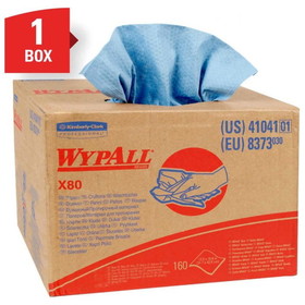 WypAll 41041 X80 Wiper Cloth 12.5" x 16.8", Blue, Reusable, Disposable, (160 Unit per Pack)