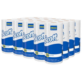 Scott 41482 Kitchen Roll Towel 11" x 8.78" Sheet, 1-Ply, White, 128 Sheets/Roll (20 Rolls/CS)
