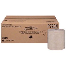 Marcal Pro P728N Hardwound Towel Roll 7.87" W Sheet, 800' L Roll, 1-Ply, Kraft, (6 per Case)