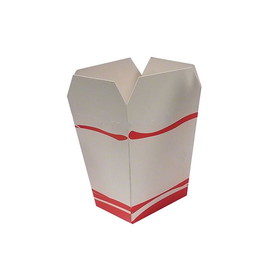 Merit 3821 LABELED CL2 Take Out Box - 3 1/8" x 2.5" x 3 5/8", Pint Clam Box Red Stripe Design - 1000/CS