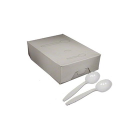 Merit ME-MPSBSS-W Heavy Weight Polystyrene Cutlery - Soupspoon, White Boxed 4.8GM - 10/100CT/CS