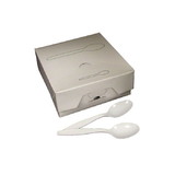 Merit ME-MPSBTS-W Heavy Weight Polystyrene Cutlery - Teaspoon, White, Boxed 4.4GM - 10/100CT/CS