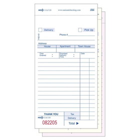 NCCO 11A-SP Carbonless Delivery Form Guest Check 3.5" x 6.75", Medium, 50 Page, White, 3-Part, (2500/CS)