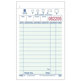 NCCO 210 Paper Guest Check 3.5" x 5.5", 100 Page per Book, Green, Date Column, Single Copy, Small (10000 Check per Case)