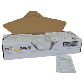 NCCO 240-50 Paper Guest Check 3.5" x 6.75", 100 Page per Book, Green, Date Column, Single Copy, Medium (5000 Check per Case)
