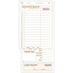National Checking 620SP Carbonless Guest Check 4.25" x 9", Tan, Date Column, 2-Part, Large (2500 Check per Case)