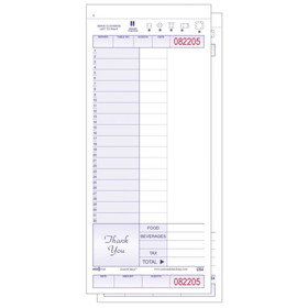 National Checking 948SW Carbonless Guest Check 4.25" x 9.75", Purple, Date Column, 2-Part, Large-Wide (2000 Check per Case)