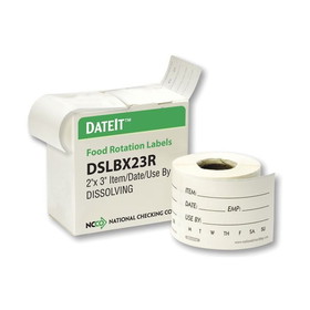 NCCO DSLBX23R Shelf Life Dissolving Label Box 2" x 3", Rectangle, Generic, (250 Label per Unit)