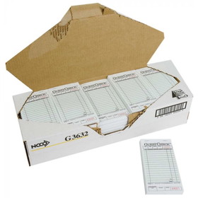 NCCO G3632 Cardboard Guest Check 3.5" x 6.75", 50 Page per Book, Green, Date Column, Single Copy, Medium (2500/CS)