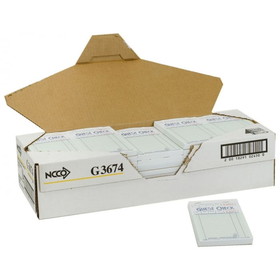 NCCO G3674 Cardboard Guest Check 3.5" x 6.75", 50 Page per Book, Green, Date Column, Single Copy, Medium (2500 Check per Case)