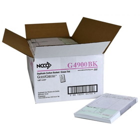 National Checking G4900BK Duplicate Carbon-Backed Guest Check 4.25" x 8.25", 50 Page per Book, Green, Date Column, Large (2500 Check per Case)