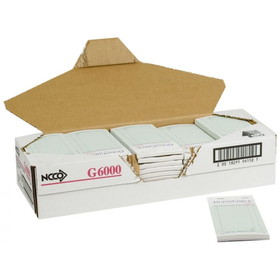 NCCO G6000 Duplicate Carbon Guest Check 3.5" x 6.75", 50 Page per Book, Green, Date Column, Medium (2500 Check per Case)