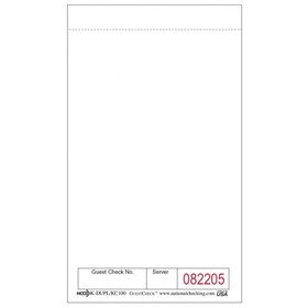 NCCO KC-100 Paper Guest Check 3.5" x 6", 50 Page per Book, White, Single Copy, Small (5000 Check per Case)