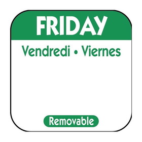 NCC R105R Removable Day of the Week Label 1" x 1", Legend Friday, Square, (1000 Label per Unit)